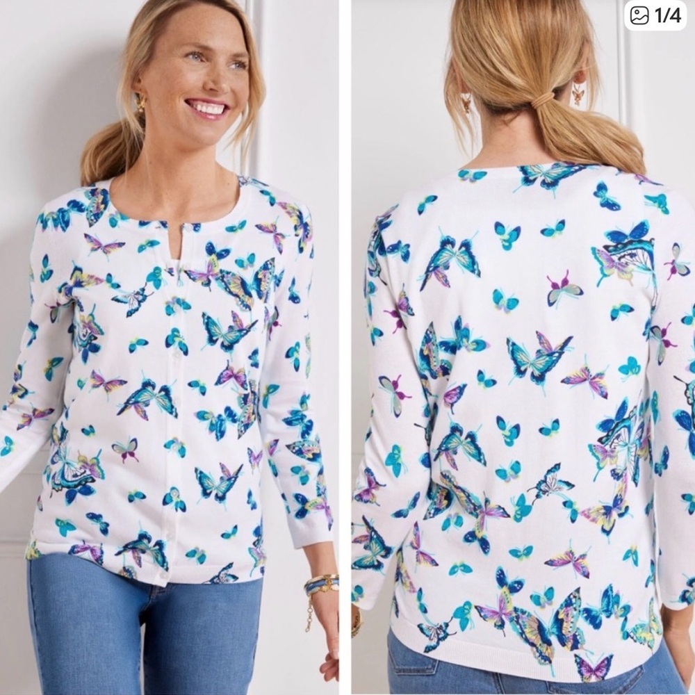 Talbots 2X Butterfly Charming Cardigan Novelty
